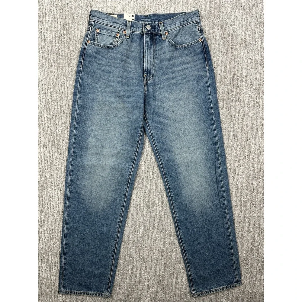 Levis Premium 568 Loose Straight Jeans 30x34 fits 32x33 New Mens Blue Cotton NWT